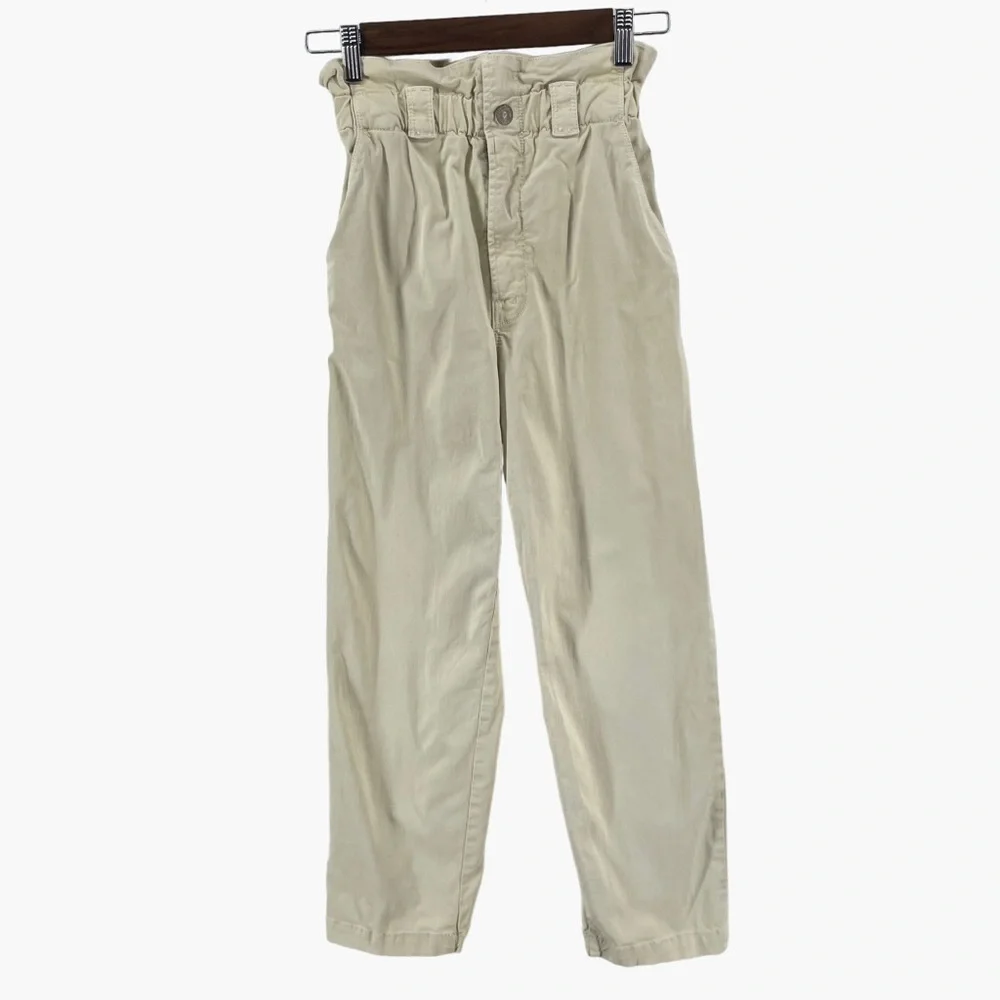 MOTHER Light Yellow YoYo Ruffle Greaser Ankle Pants - Picture 1 of 11